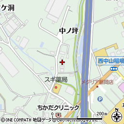 愛知県豊田市西中山町中ノ坪周辺の地図