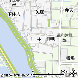 愛知県津島市百町神明周辺の地図