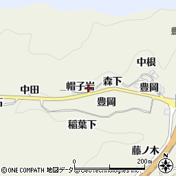 愛知県豊田市富岡町帽子岩周辺の地図