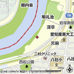 愛知県名古屋市中村区岩塚町順礼池周辺の地図