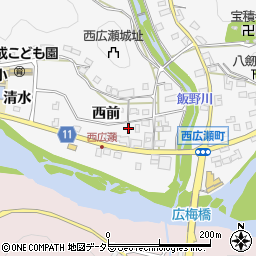 愛知県豊田市西広瀬町西前周辺の地図