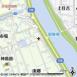 愛知県津島市中一色町市場167周辺の地図