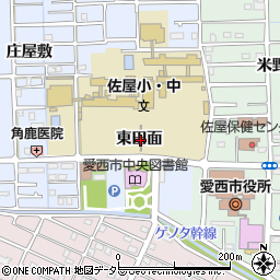 愛知県愛西市須依町東田面周辺の地図