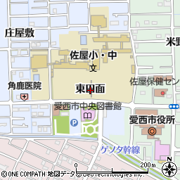 愛知県愛西市須依町（東田面）周辺の地図