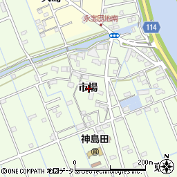 愛知県津島市中一色町市場周辺の地図