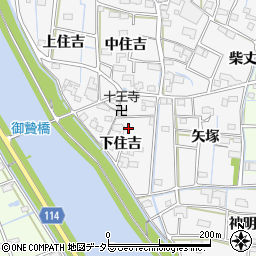 愛知県津島市百町下住吉周辺の地図