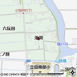 愛知県愛西市小茂井町池渕周辺の地図
