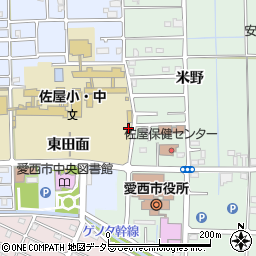 愛知県愛西市稲葉町三四田周辺の地図