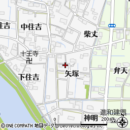 愛知県津島市百町矢塚周辺の地図