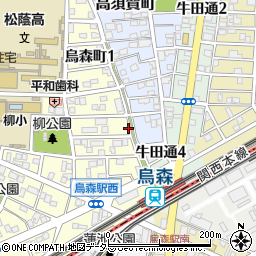 愛知県名古屋市中村区烏森町1丁目69周辺の地図