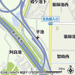 愛知県日進市岩崎町（平池）周辺の地図