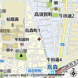 愛知県名古屋市中村区烏森町1丁目41周辺の地図