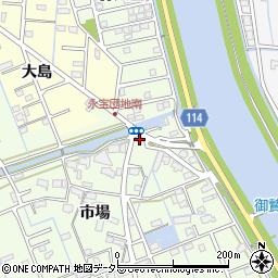 愛知県津島市中一色町市場202-1周辺の地図