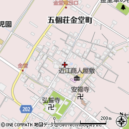 東近江市五個荘近江商人屋敷中江準五郎邸周辺の地図