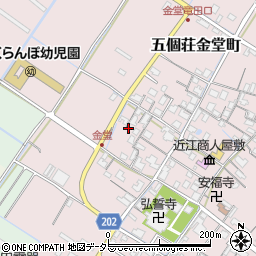 滋賀県東近江市五個荘金堂町887周辺の地図