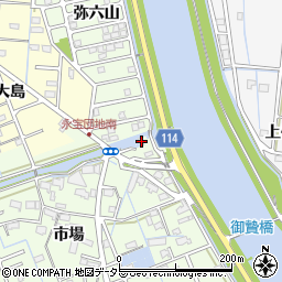 愛知県津島市中一色町市場222周辺の地図