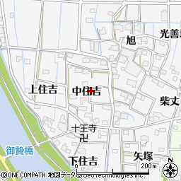 愛知県津島市百町中住吉周辺の地図
