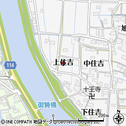 愛知県津島市百町（上住吉）周辺の地図