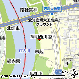 愛知県名古屋市中村区岩塚町神明西川添周辺の地図