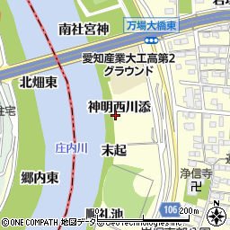 愛知県名古屋市中村区岩塚町（神明西川添）周辺の地図