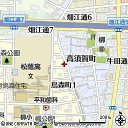 愛知県名古屋市中村区烏森町1丁目9周辺の地図