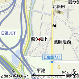 愛知県日進市北新町殿ケ池下周辺の地図