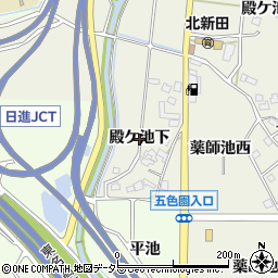 愛知県日進市北新町（殿ケ池下）周辺の地図