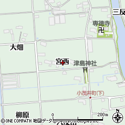 愛知県愛西市小茂井町宮西周辺の地図