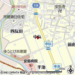 愛知県津島市唐臼町中杁周辺の地図