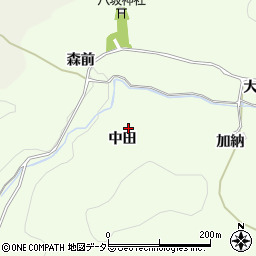 愛知県豊田市菅生町中田周辺の地図