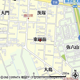 愛知県津島市唐臼町東田面周辺の地図
