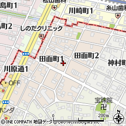 愛知県名古屋市昭和区田面町周辺の地図
