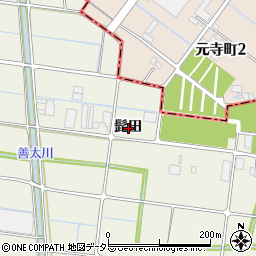 愛知県愛西市日置町髭田周辺の地図