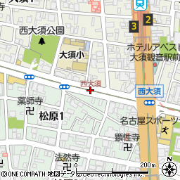 西大須周辺の地図