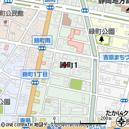 静岡県富士市錦町周辺の地図
