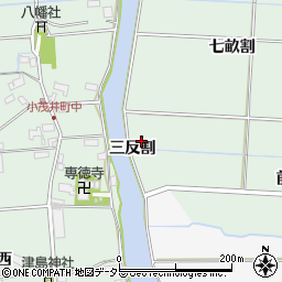 愛知県愛西市雀ケ森町三反割周辺の地図
