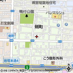 愛知県名古屋市中村区剣町周辺の地図