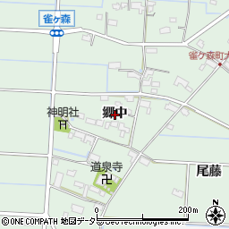 愛知県愛西市雀ケ森町郷中周辺の地図