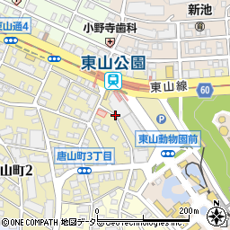 愛知県名古屋市千種区東山通周辺の地図