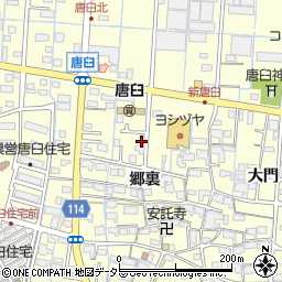 愛知県津島市唐臼町郷裏周辺の地図
