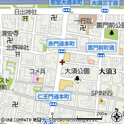 愛知県名古屋市中区大須周辺の地図