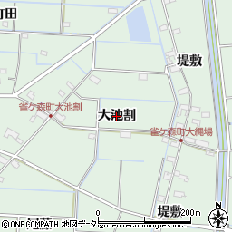 愛知県愛西市雀ケ森町（大池割）周辺の地図