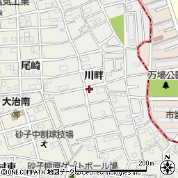 愛知県海部郡大治町鎌須賀川畔周辺の地図