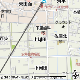 愛知県愛西市日置町上川田周辺の地図