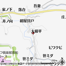 愛知県豊田市中立町大根平周辺の地図