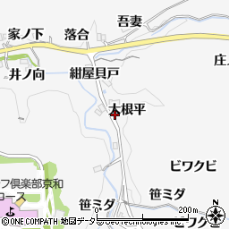 愛知県豊田市中立町（大根平）周辺の地図