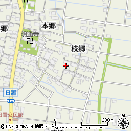 愛知県愛西市日置町周辺の地図