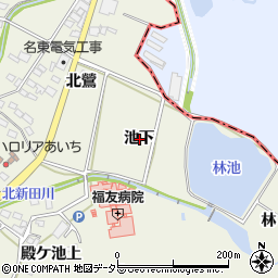 愛知県日進市北新町池下周辺の地図