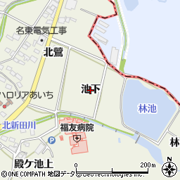 愛知県日進市北新町（池下）周辺の地図