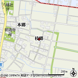 愛知県愛西市日置町枝郷周辺の地図